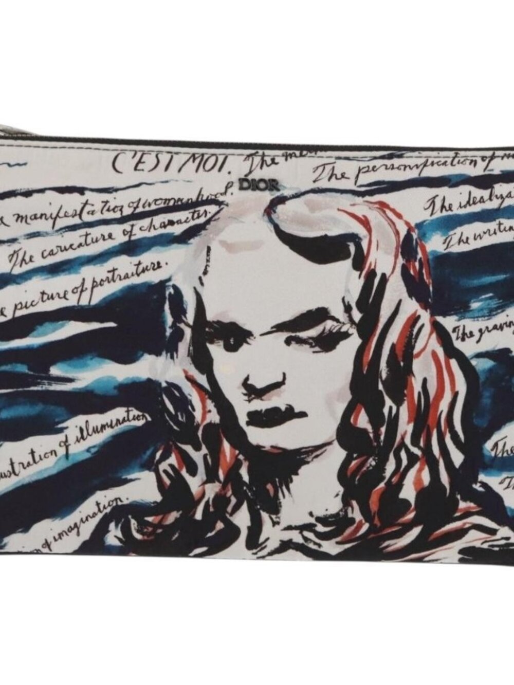 Christian Dior Clutch Bag Nylon RAYMOND PETTIBON Blue Silver Auth bs32109 - Picture 2 of 16